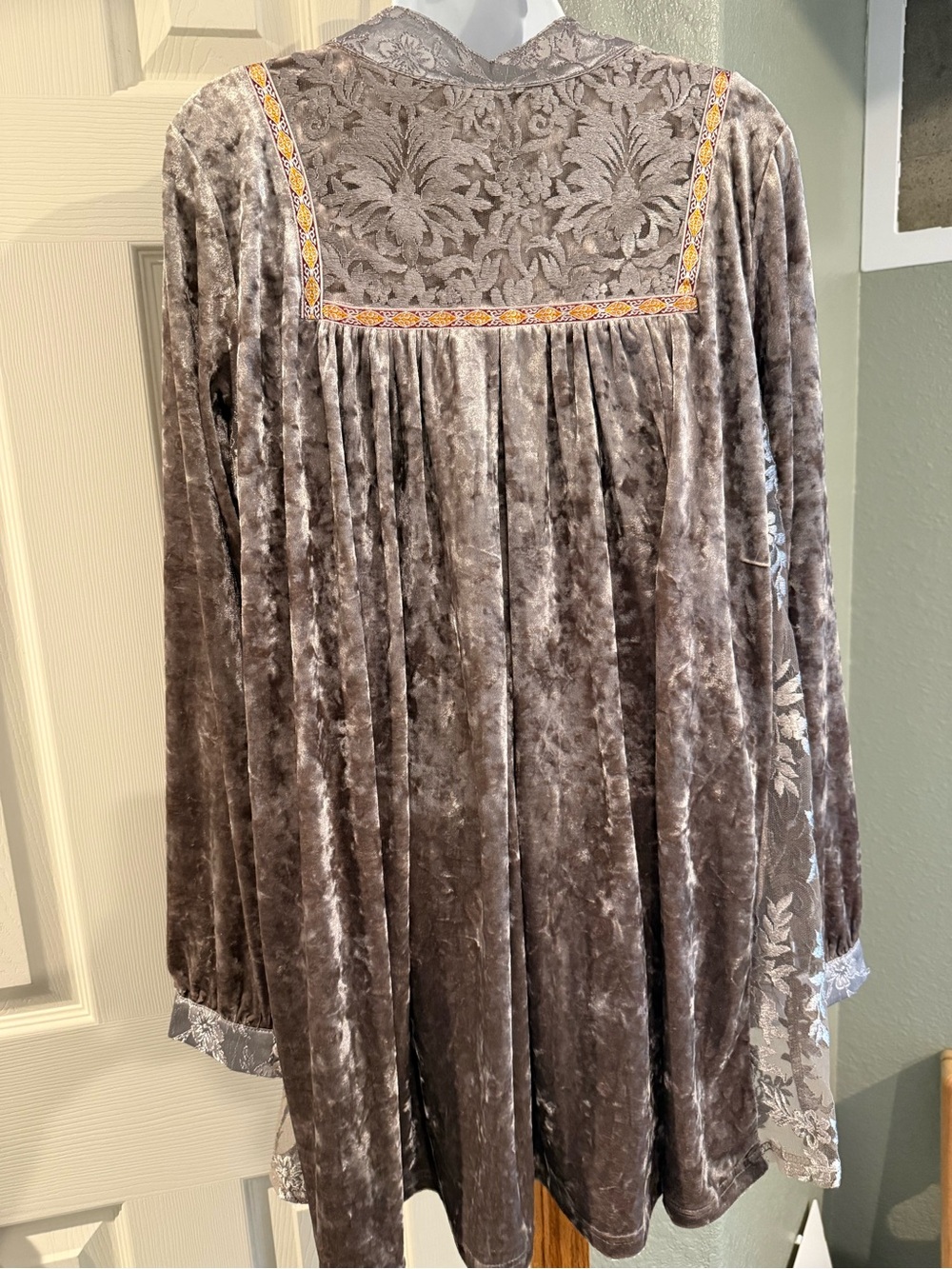 POL Crushed Velvet Embroidered Tunic Dress - Picture 6 of 9